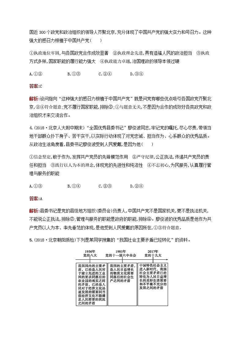 高考政治一轮复习考点规范练18中国共产党领导的多党合作和政治协商制度含解析新人教版第2页