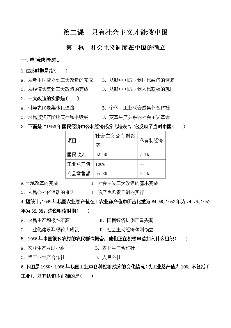 2.2《社会主义制度在中国的确立》课件+教案+同步练习01