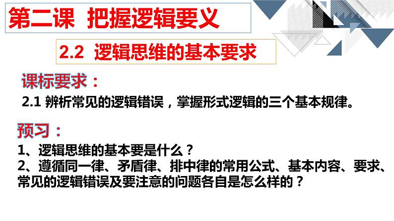 2.2 逻辑思维的基本要求 课件1选择性必修三逻辑与思维01