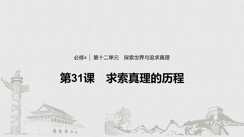 新高考政治（鲁京津琼）二轮复习必修4第12单元第31课求索真理的历程课件01