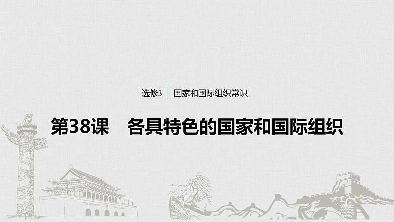 新高考政治（鲁京津琼）二轮复习选修3第38课各具特色的国家和国际组织课件第1页