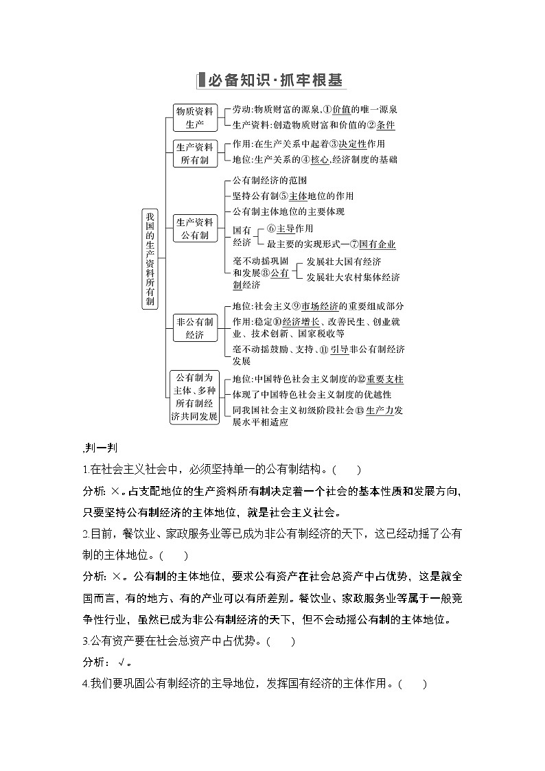 2023版高考政治（新教材）总复习一轮讲义第一课　我国的生产资料所有制02