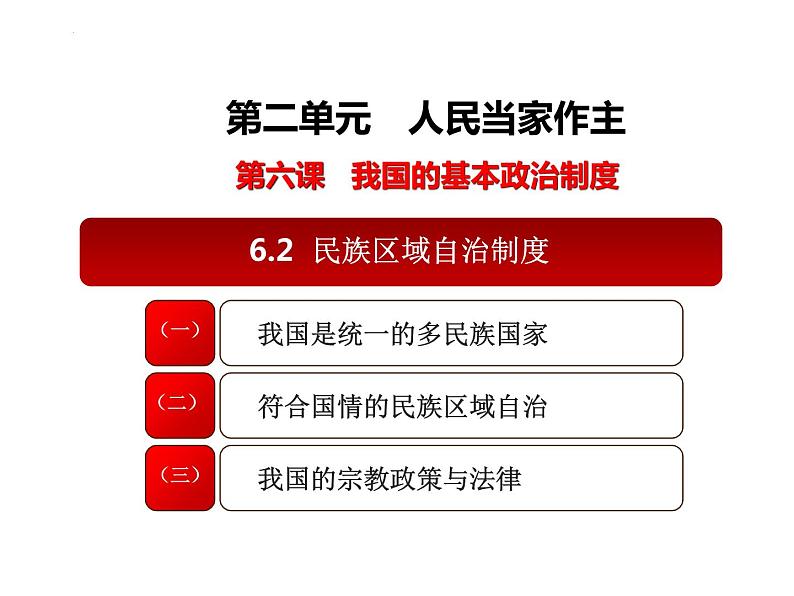 6.2 民族区域自治制度 课件 1必修三政治与法治第1页