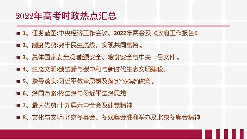 2022届高考时政热点汇总课件第2页