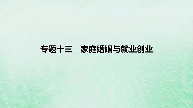 2023版高考政治一轮复习真题精练专题十三家庭婚姻与就业创业课件01