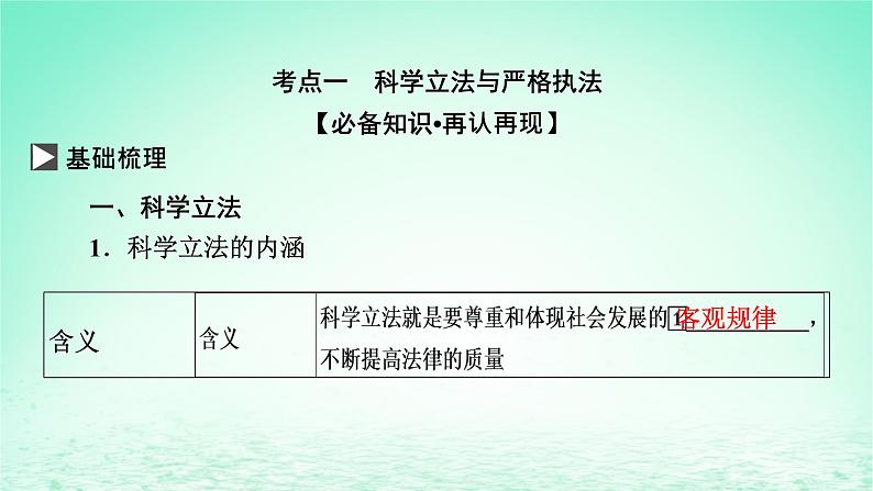 2023版新教材高考政治一轮总复习第三单元全面依法治国第9课全面推进依法治国的基本要求课件部编版必修303