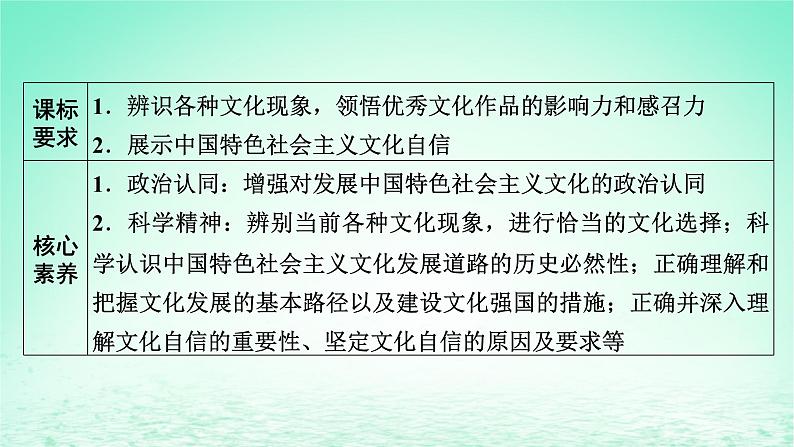 2023版新教材高考政治一轮总复习第三单元文化传承与文化创新第9课发展中国特色社会主义文化课件部编版必修402