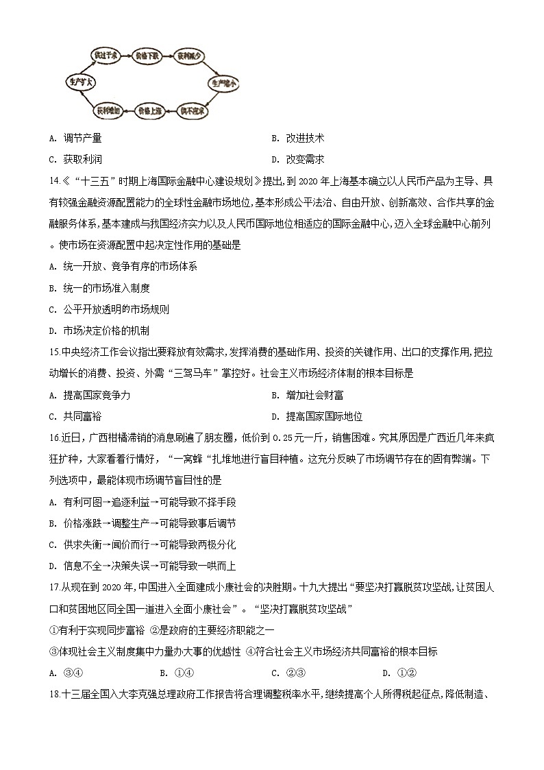 高中政治必修一 上海市金山中学2019-2020学年高一上学期期末政治试题（无答案）03