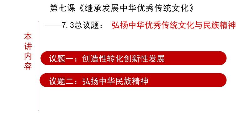 7.3  弘扬中华优秀传统文化与民族精神 课件7 必修四哲学与文化01