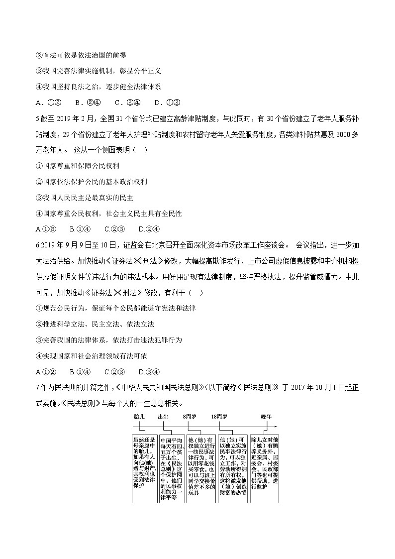 高中政治必修三 8.1 法治国家 同步练习新（无答案）02