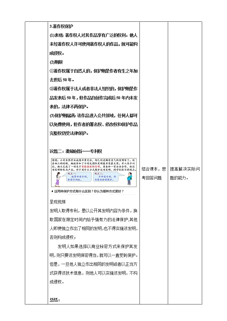 高中政治选修二  2.2 尊重知识产权教学设计03