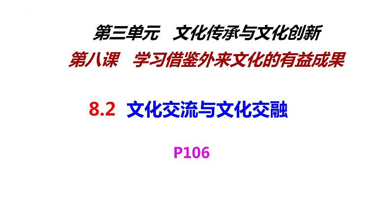 8.2 文化交流与文化交融课件-2021-2022学年高中政治统编版必修四01