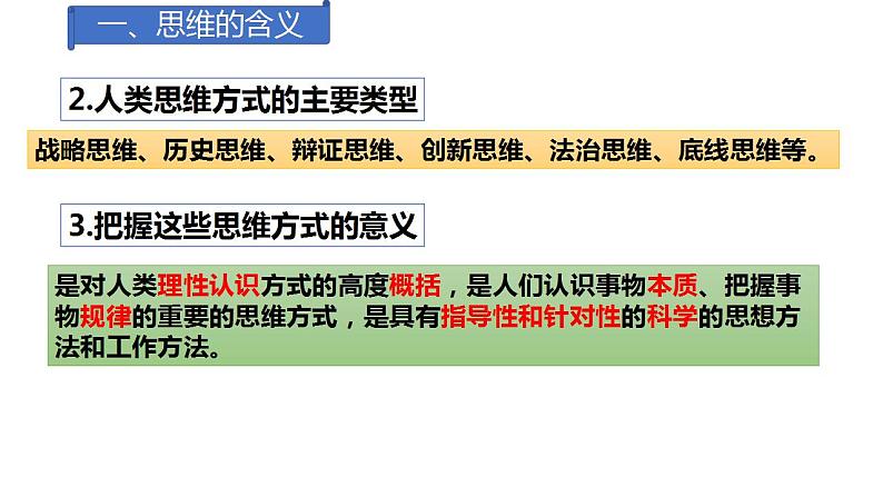 1.1 思维的含义与特征  课件 高中政治人教部编版选择性必修307