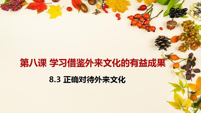 8.3正确对待外来文化 课件-2022-2023学年高中政治统编版必修四哲学与文化01