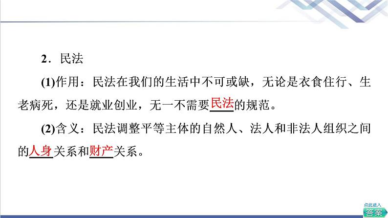 高考思想政治一轮总复习选择性必修2第1单元第1课在生活中学民法用民法课件06