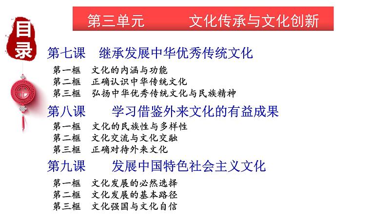 哲学与文化第三单元 文化传承与文化创新 知识框架与重点知识整理课件第1页