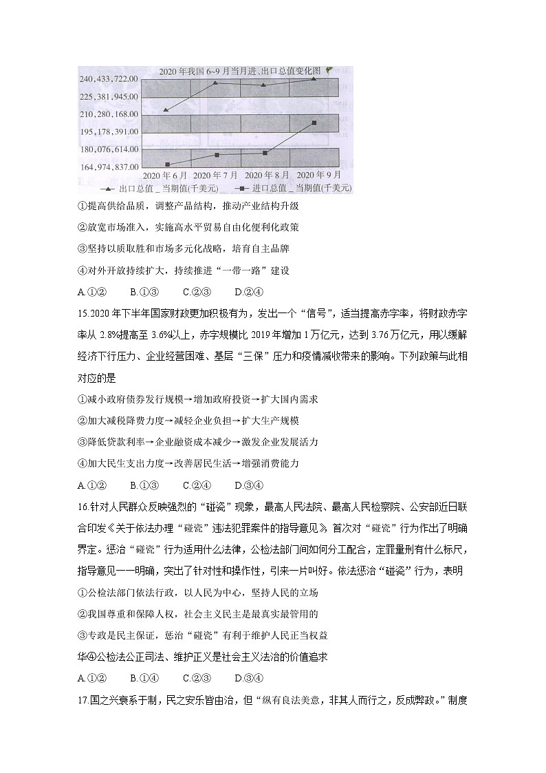 2021桂林高三上学期第一次联合调研考试政治含答案第2页