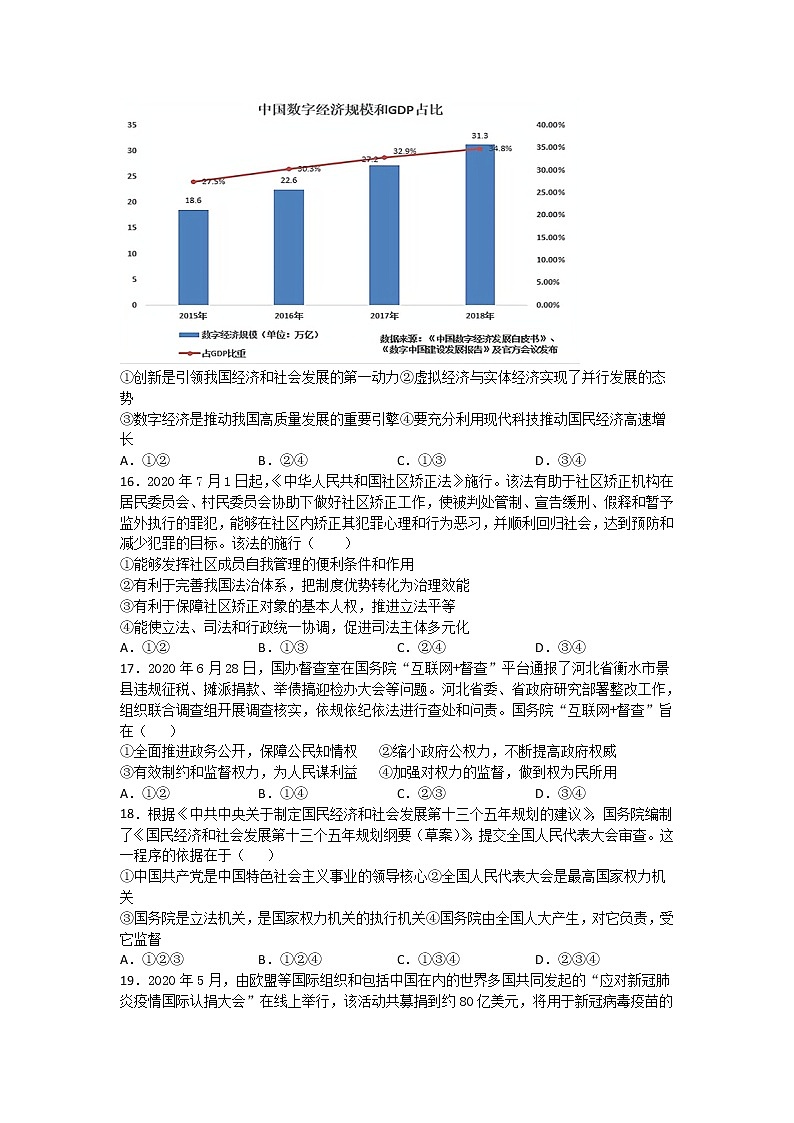 2021银川兴庆区长庆高级中学高三第五次月考文综政治试卷含答案02
