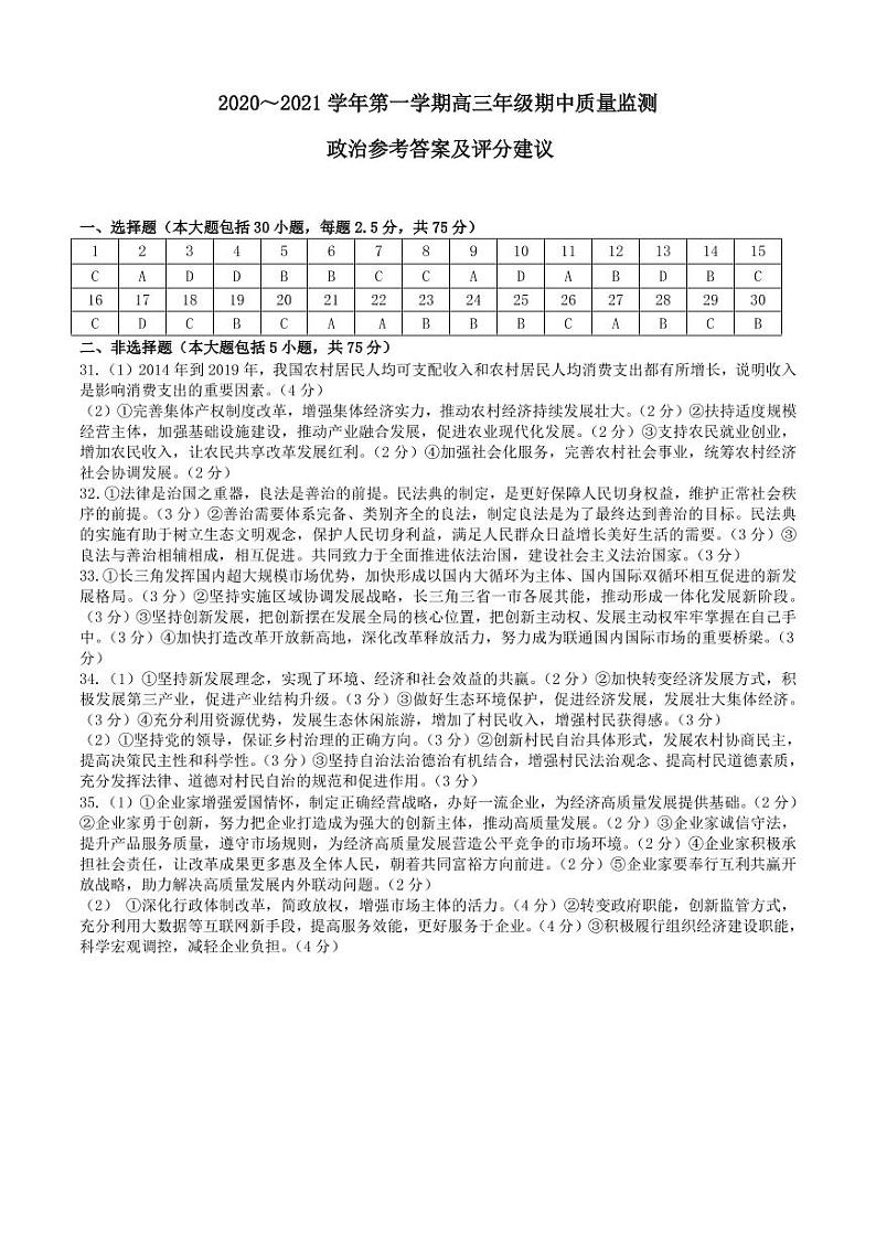 2021太原高三上学期期中考试政治试题图片版含答案01
