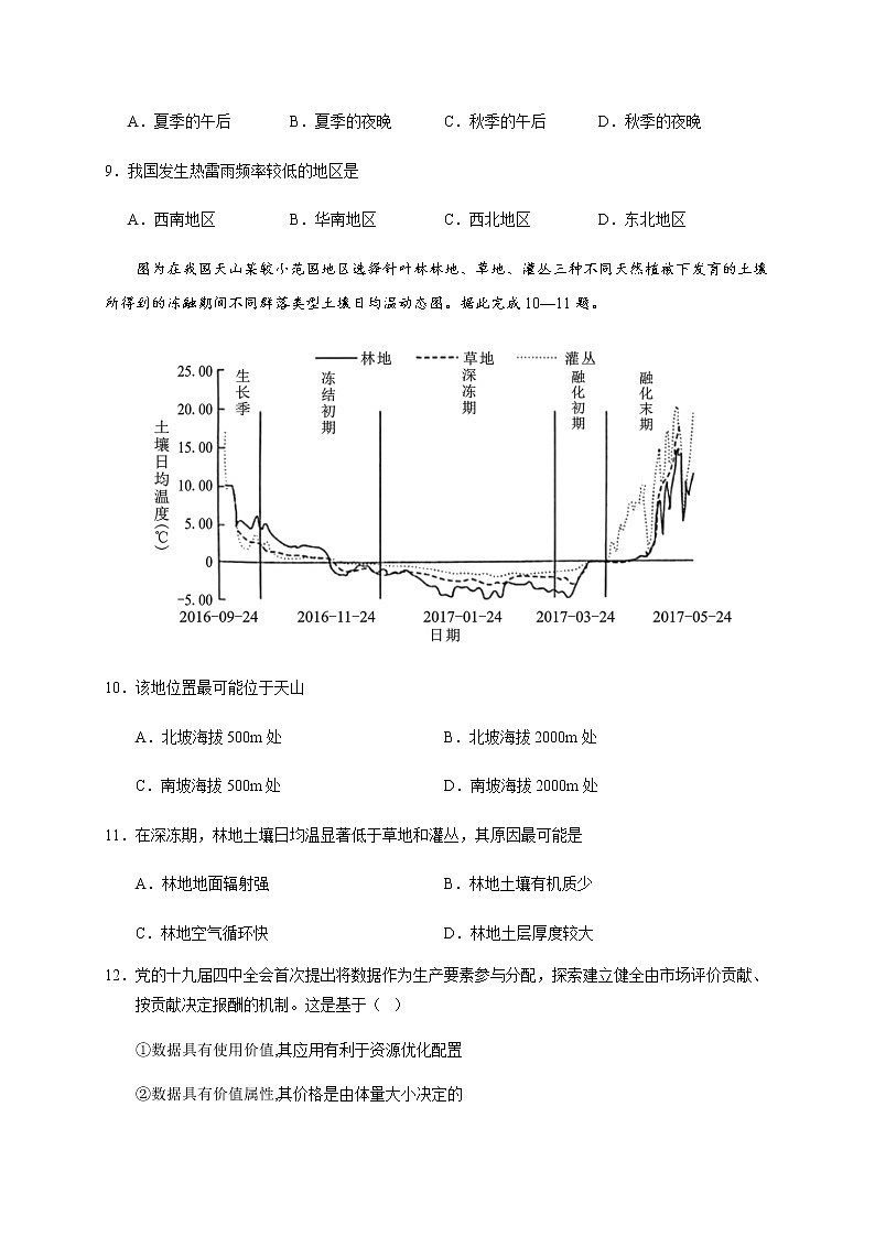 2020云南省高三适应性考试文科综合试题（A卷）（无政治答案）含答案第3页