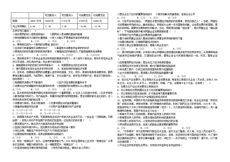 楚雄天人中学2022届高二年级下学期3月学习效果监测政治试卷(学生版）第2页