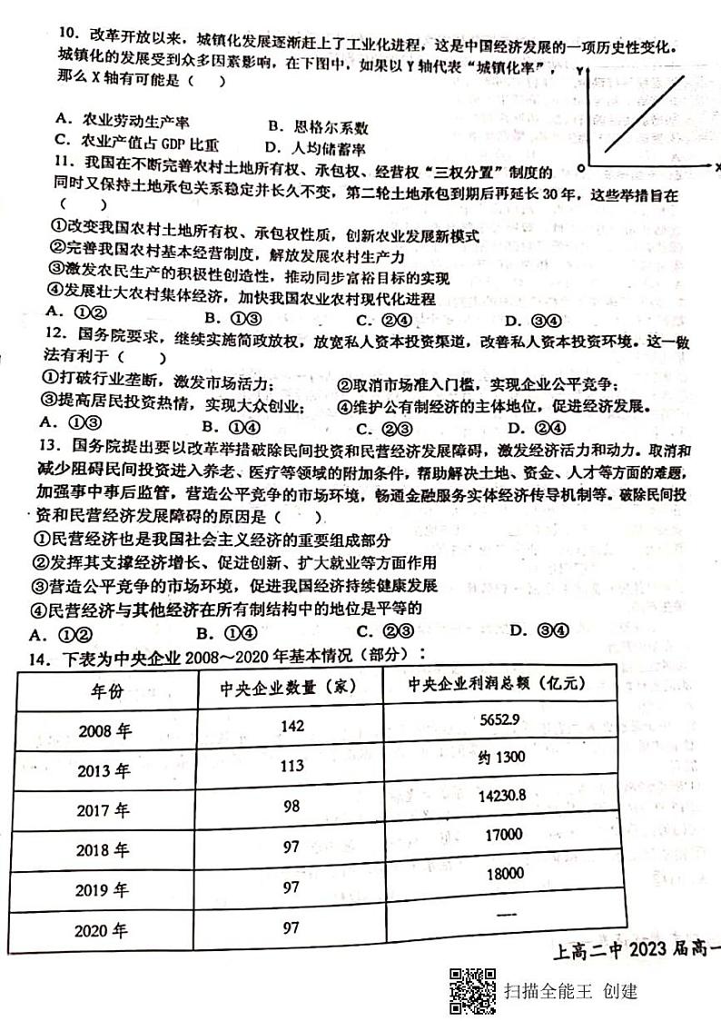 2021宜春上高县上高二中高一上学期期末考试政治试题图片版含答案03