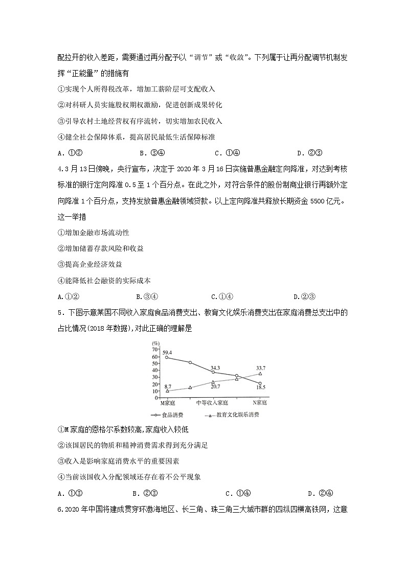 2020云南省云天化中学高二下学期开学考试政治试题含答案02