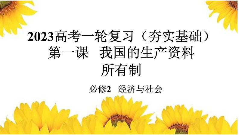 第一课 我国的生产资料所有制 课件-2023届高考政治一轮复习统编版必修二经济与社会02