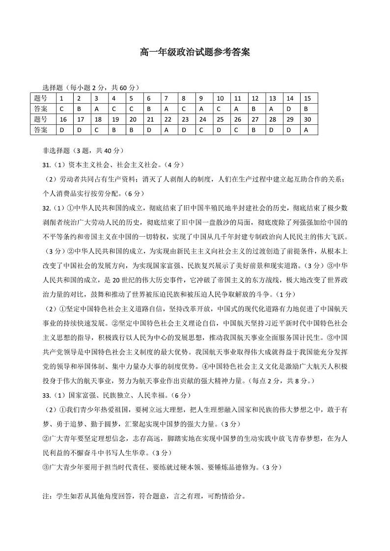 2023马鞍山二中高一上学期期中考试政治PDF版含答案（可编辑）01