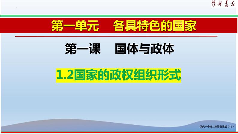 1.2 国家的政权组织形式 课件-2022-2023学年高中统编版政治选择性必修一当代国际政治与经济第1页