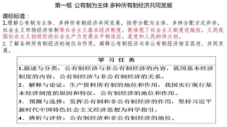 统编版高中政治必修二经济与生活 1.1公有制为主体 多种所有制经济共同发展 课件 （第3页