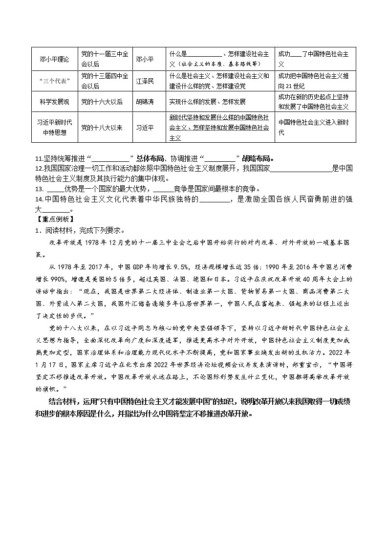 第三课 只有中国特色社会主义才能发展中国  导学案02
