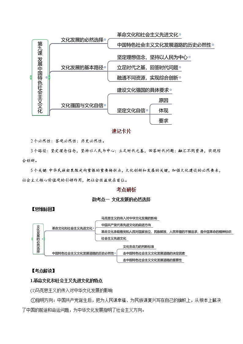 【备战2023高考】政治全复习——第09课　发展中国特色社会主义文化（讲义word）（新教材新高考）02