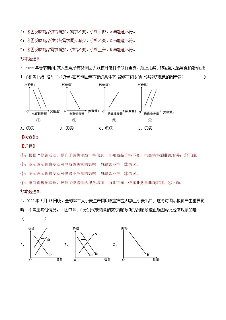 【备战2023高考】政治考点全复习——考点02《多变的价格》精选题（含解析）（人教版）02