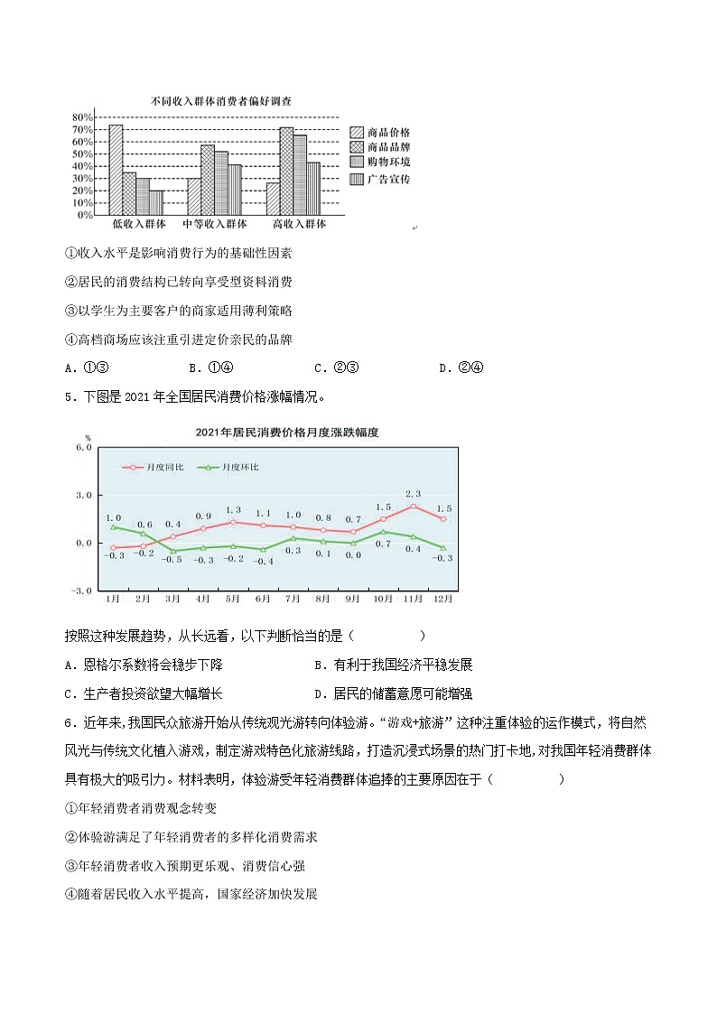 【备战2023高考】政治考点全复习——考点03《多彩的消费》精选题（含解析）（人教版）02