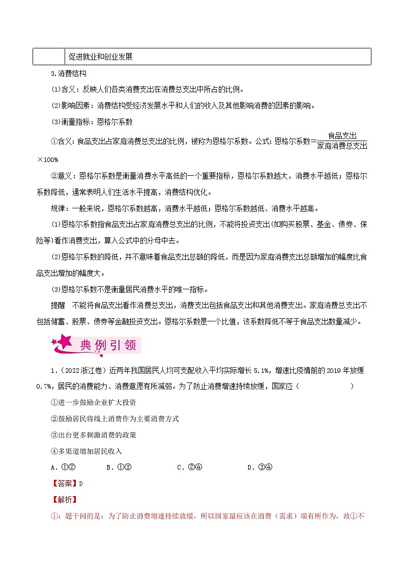 【备战2023高考】政治考点全复习——考点03《多彩的消费》考点细究（人教版） 试卷03