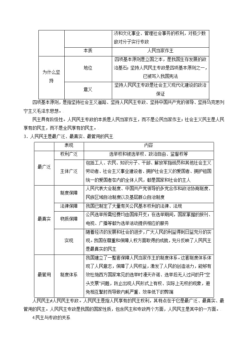【备战2023高考】政治考点全复习——考点12《生活在人民当家作主的国家》考点细究（人教版） 试卷02