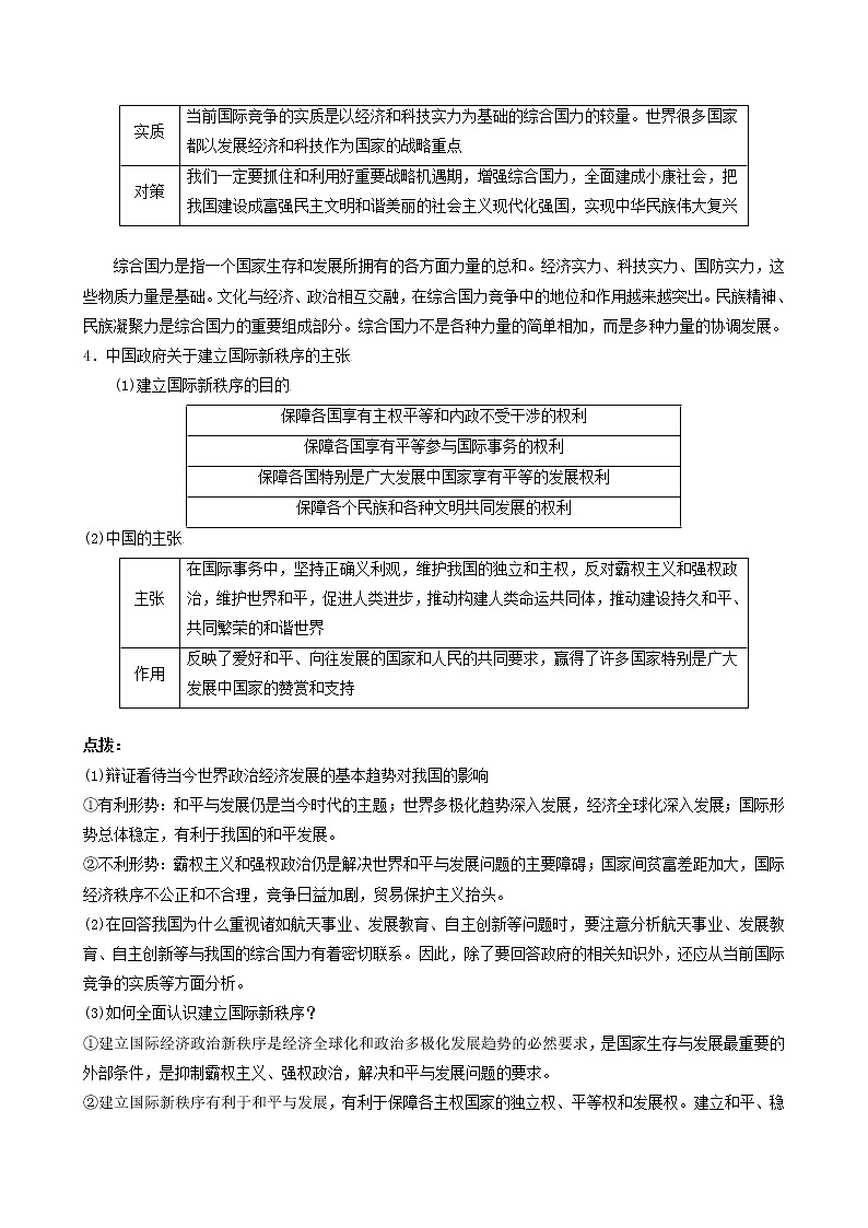 【备战2023高考】政治考点全复习——考点21《维护世界和平促进共同发展》考点细究（人教版） 试卷03