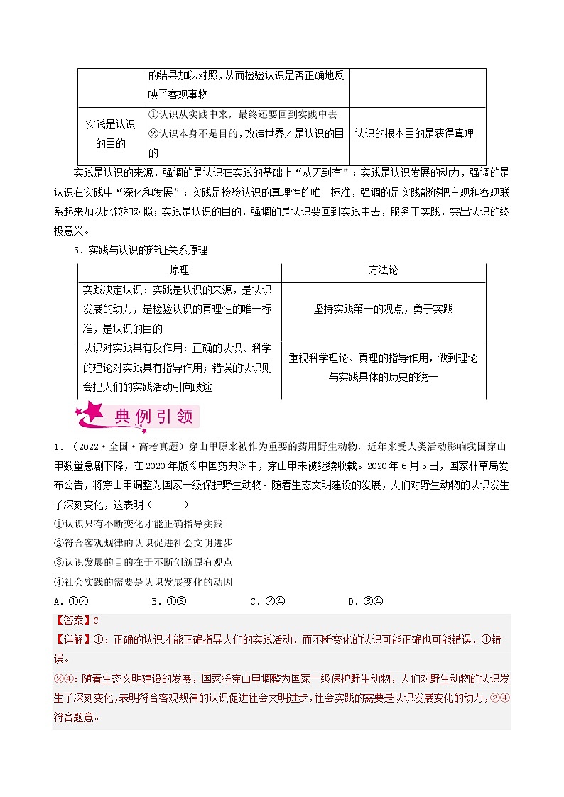 【备战2023高考】政治考点全复习——考点35《求索真理的历程》考点细究（人教版） 试卷03