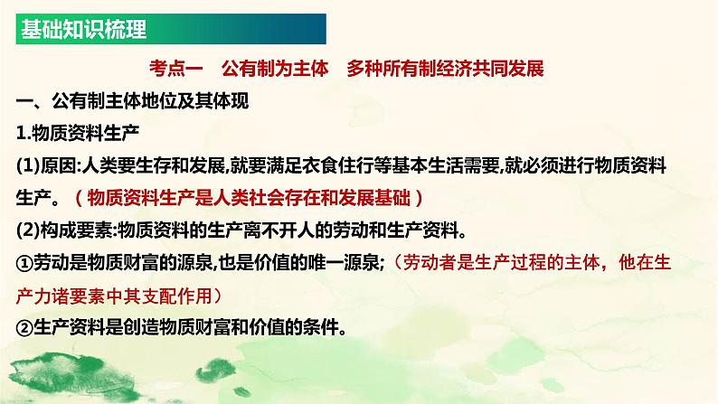 必修二第一课 我国的生产资料所有制 复习课件05