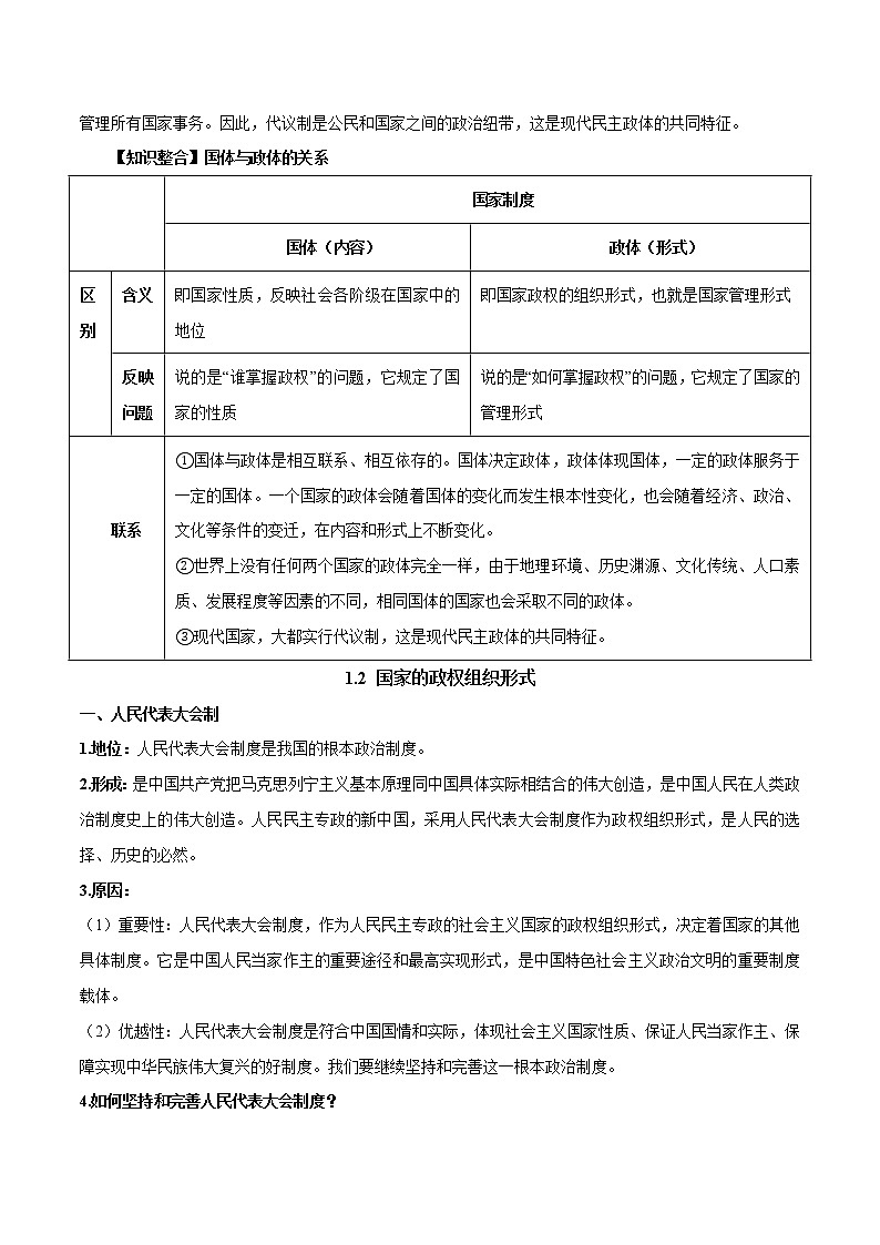 第一课 国体与政体（单元必背知识）第3页