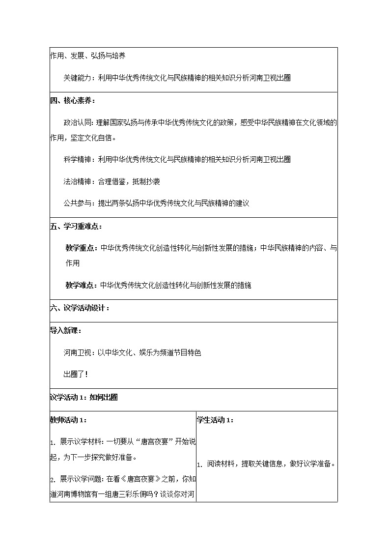 7.3 弘扬中华优秀传统文化与民族精神 教案第2页