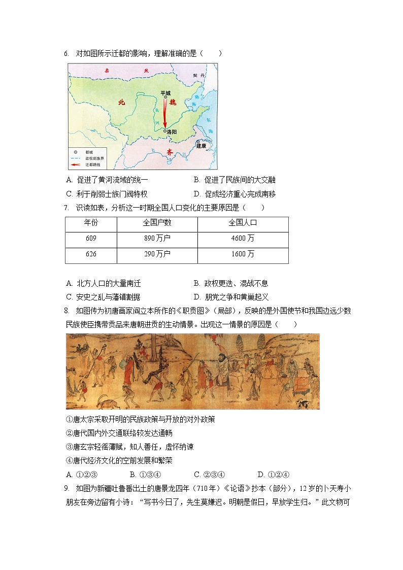 2021-2022学年北京市西城区高一（上）期末历史试卷（含答案解析）02