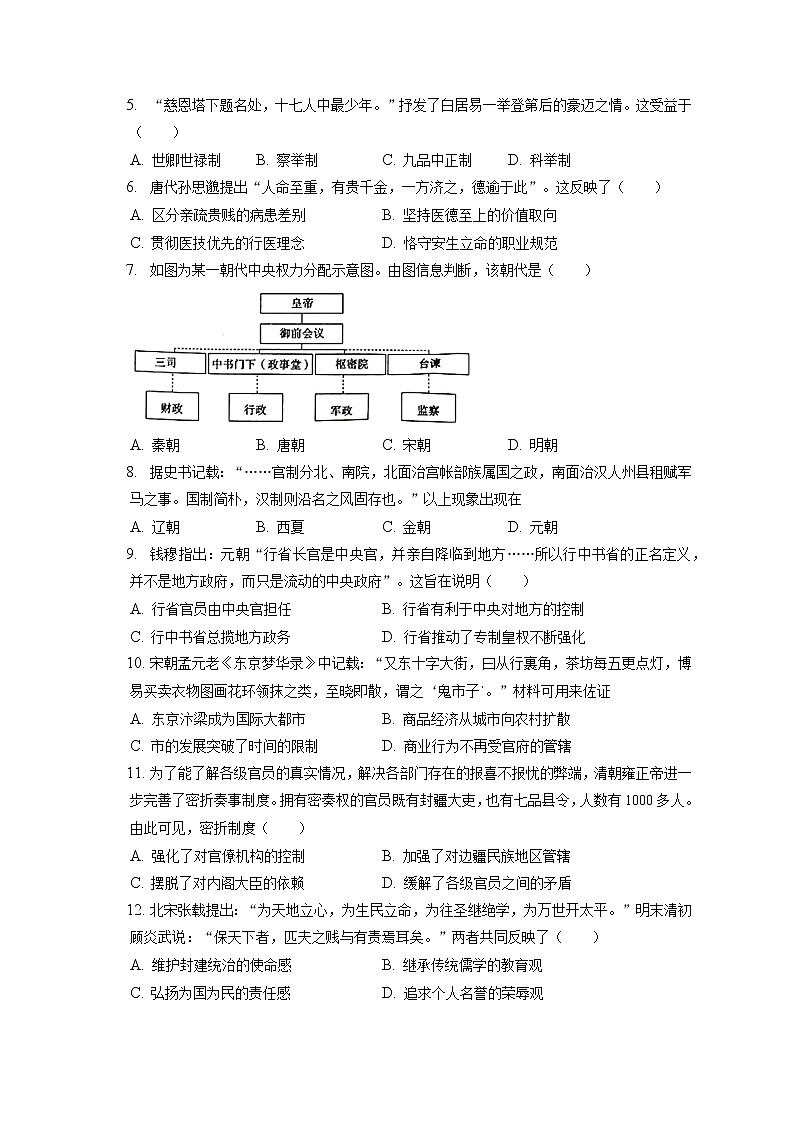 2021-2022学年辽宁省锦州市高一（上）期末历史试卷（含答案解析）02