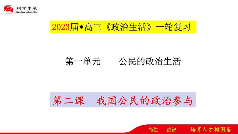 第二课 我国公民的政治参与 课件-2023届高考政治一轮复习人教版必修二政治生活第1页