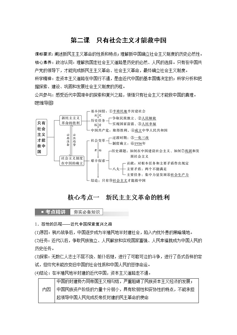 新高中政治高考2023年高考政治一轮复习（部编版） 第2课 只有社会主义才能救中国第1页