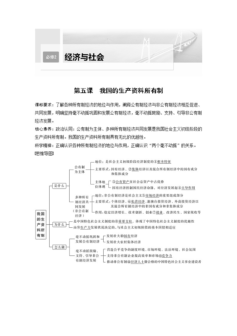 新高中政治高考2023年高考政治一轮复习（部编版） 第5课 我国的生产资料所有制第1页