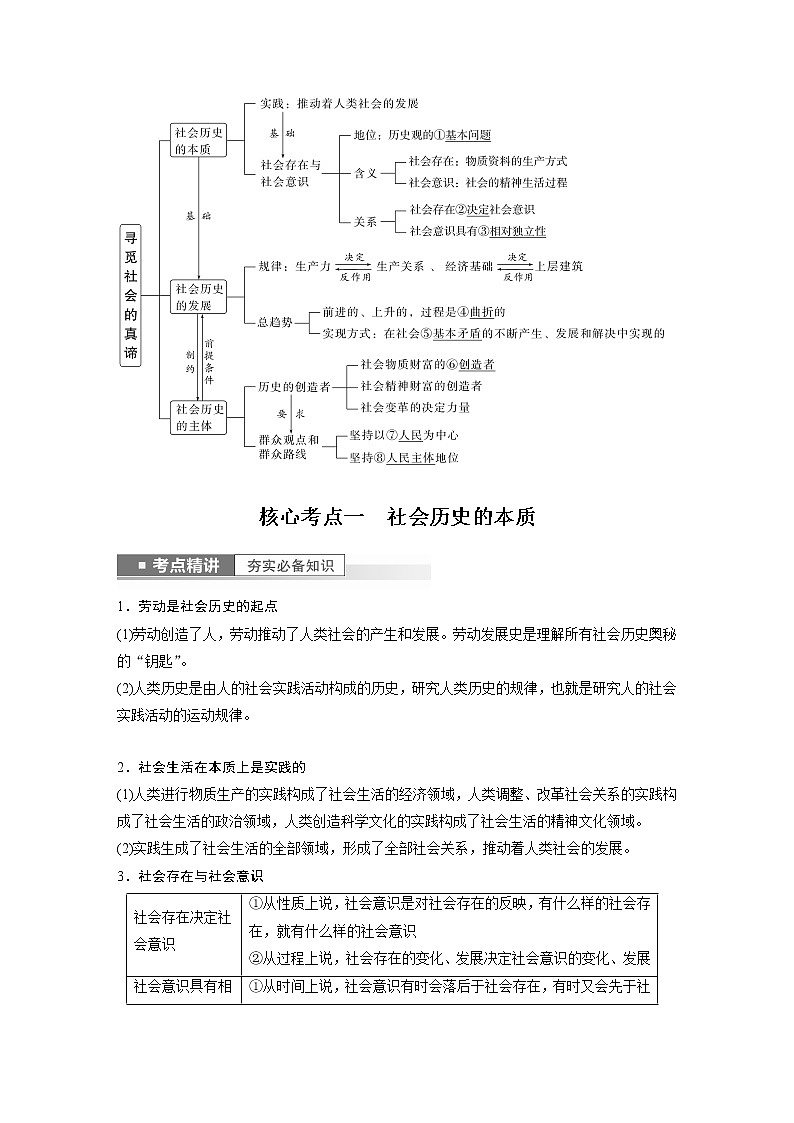 新高中政治高考2023年高考政治一轮复习（部编版） 第22课 寻觅社会的真谛第2页