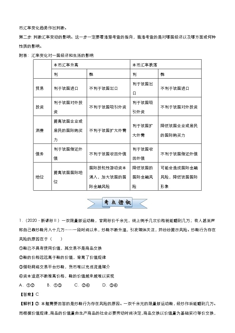 新高中政治高考 2021届小题必练1 神奇的货币 教师版第2页