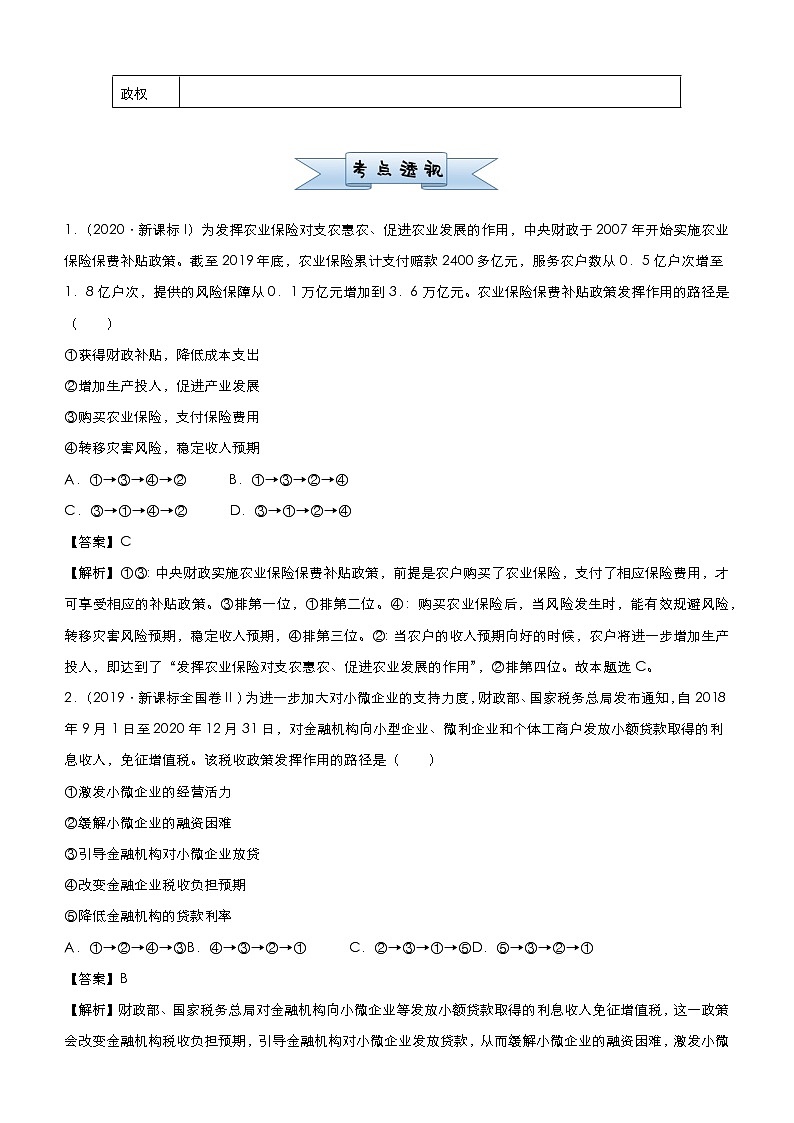 新高中政治高考 2021届小题必练5 收入与分配 教师版第3页